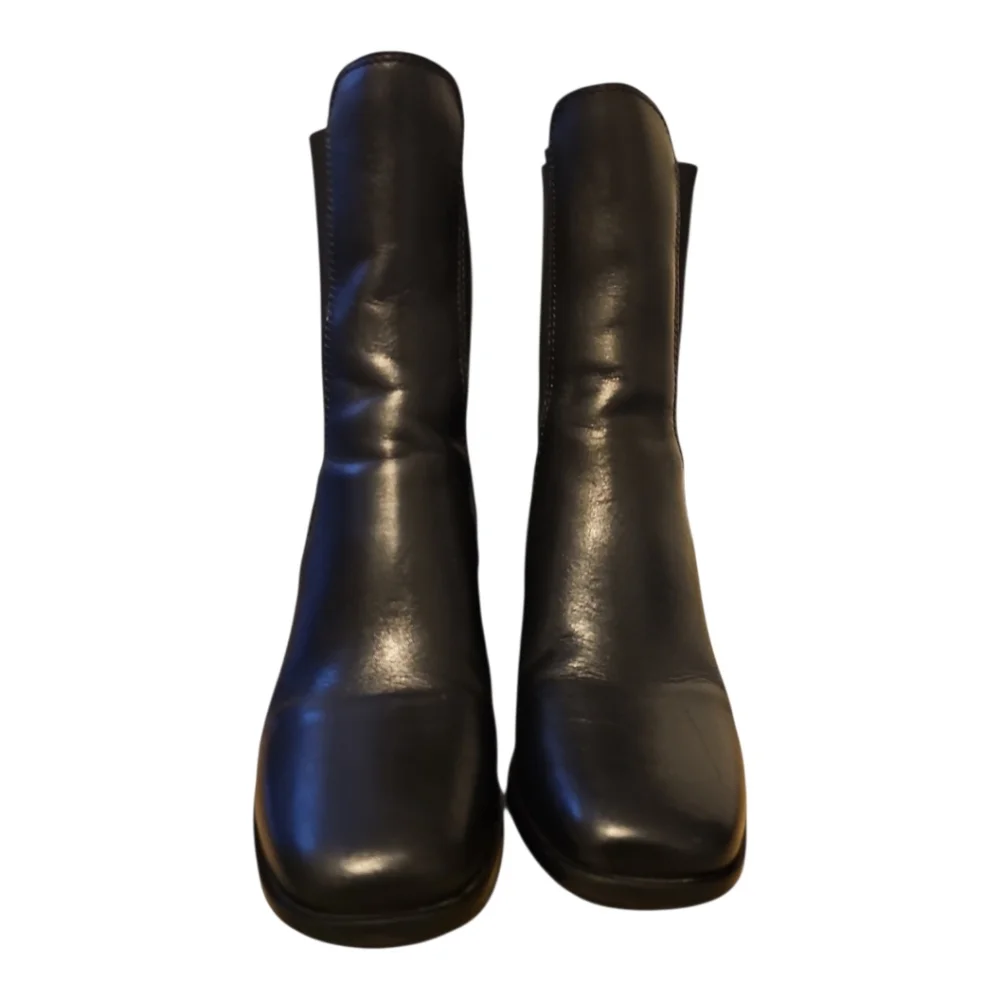 Steve Madden ARGENT Leather Upper 3” Block Heel Boot Size 7 Black (Read Listing) - Picture 2 of 9